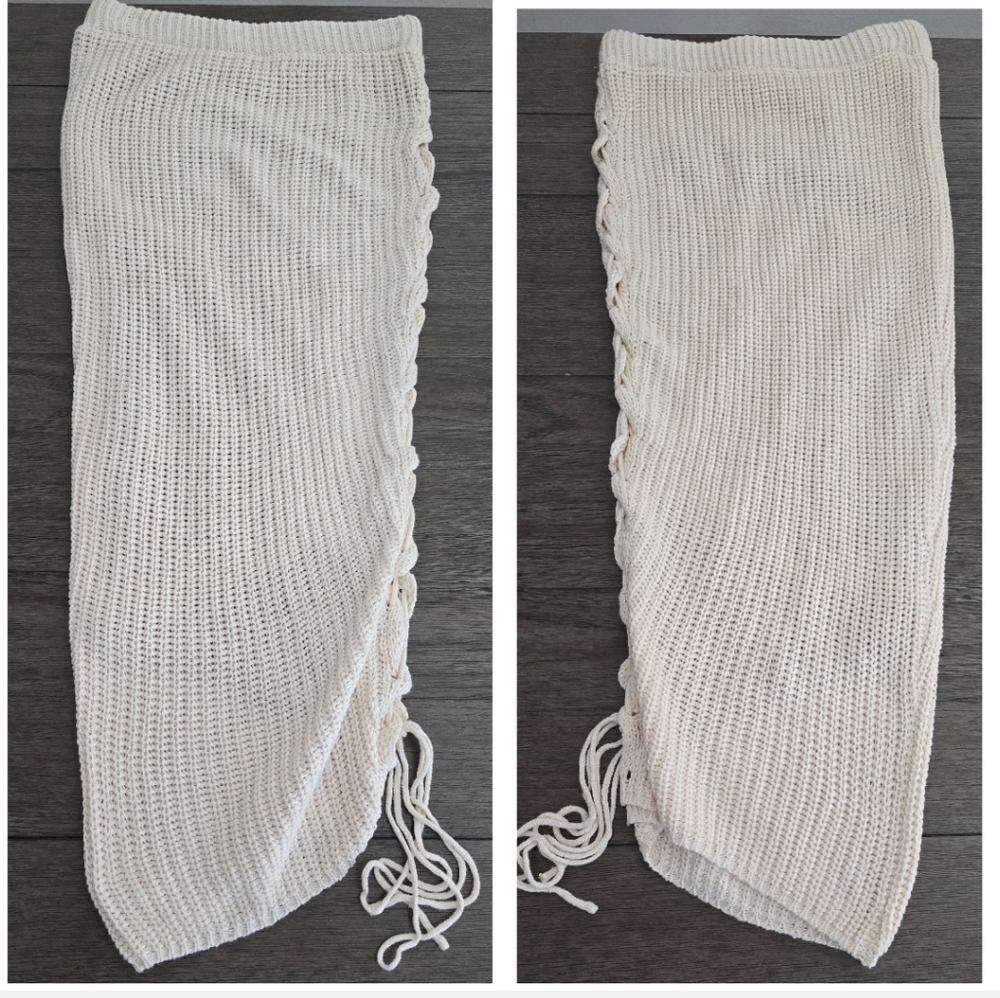 JLUXLABEL Cream Crochet Skirt, Size M